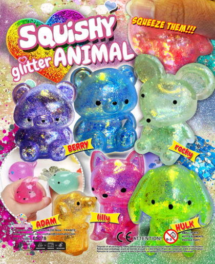 squishy glitter animal -capsules 65mm